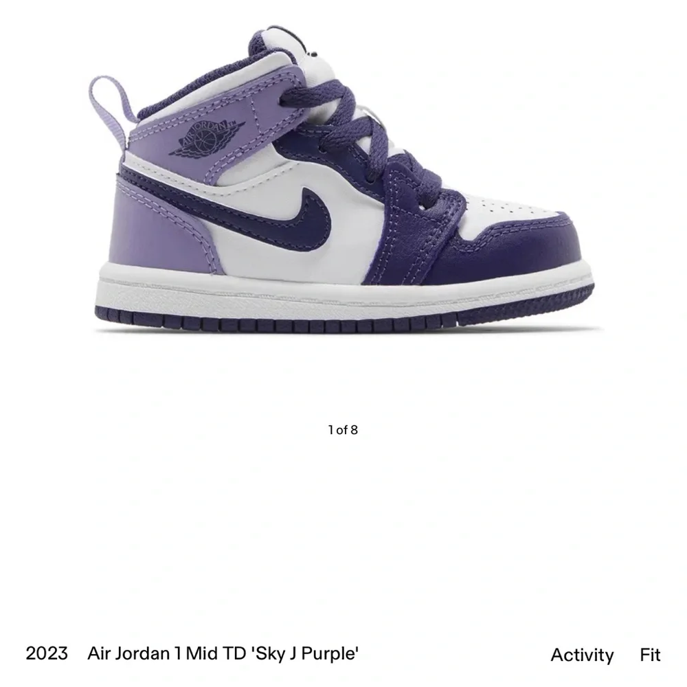 Toddler's Jordan 1 Mid Sky J Purple/White - Size 8c - Picture 2 of 6